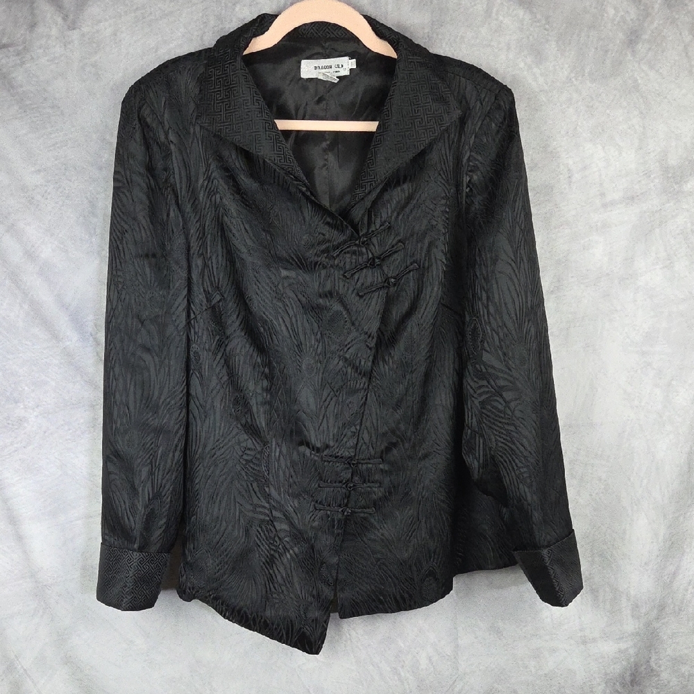 Dragon Silk 100% Silk Jacquard Blazer Jacket - Frog Closures - Size XXXXL